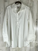 Chicos Popover No Iron Tunic Blouse Size 2 or 12/14 White Snap Button Side Slits - £21.89 GBP
