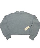 Rachel Zoe Sweater Womens M Blue Ribbed Knit Cropped Mock Neck Soft Athl... - $635.80 MXN