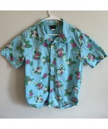 Rick &amp; Morty Short Sleeve Hawaiian Button-Up Blue Floral Size XL 100% Co... - $331.83 MXN