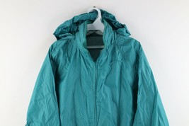 Vintage 90s Woolrich Mens Large Full Zip Hooded Windbreaker Jacket Teal Green - £36.13 GBP