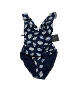 Ellen Tracy Swimsuit Womens 8 Blue Sea Shell Print One Piece Ruffle Tie ... - $45.73 CAD
