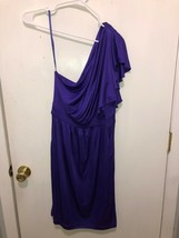 Laila Azhar 100% Silk SZ Medium One Cascading Shoulder Dress Purple - £13.97 GBP