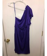Laila Azhar 100% Silk SZ Medium One Cascading Shoulder Dress Purple - $343.61 MXN