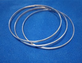 925 Sterling Silver Set Of Three Bangle Bracelets 7&quot; Free Shipping - $841.04 MXN