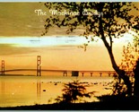 Straits of Mackinac At Sunset Michigan MI Chrome Postcard F14 - $2.92