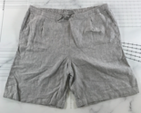 Chico&#39;s Shorts Womens 4 20 Grey White Striped Loose Fit Pockets Linen - $18.49