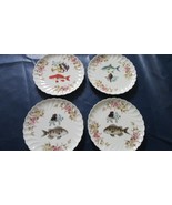 Antique Carlsbad Austria 4 Fish Plates Set 8&quot; - $144.53