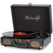 Vinyl Record Player 3-Speed Bluetooth Suitcase Portable Belt-Driven Reco... - £86.51 GBP