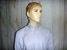 L.L Bean Men&#39;s Large Shirt Blue &amp; Pink Striped L/S All Cotton Button Down Collar - £22.19 GBP