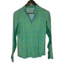 Icikuls Green Paisley Print Mock Neck Cooling Sun Long Sleeve Shirt Smal... - $24.00