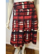 New York &amp; Co. Red, Black, and White Plaid  Pleated Skirt Size 14 - £11.25 GBP
