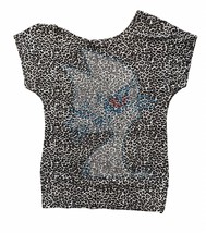 Studded Kitty Cat Leopard Print Shirt Small Liboss Turkey - £14.15 GBP