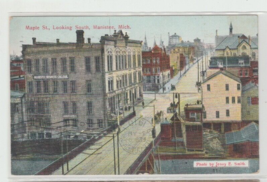 Postcard MI Michigan Manistee Maple Street Looking South Downtown Low Aerial - £4.74 GBP