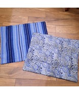 Waverly Paddock Shawl set 2 EURO shams pillow cases square blue white pa... - £36.56 GBP