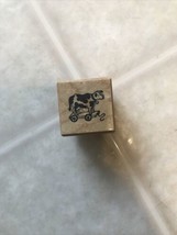 PSX A-021 Vintage Pull Toy COW  wood mounted rubber stamp farm animal - $16.12