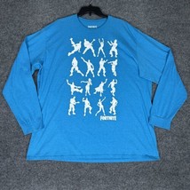 Fortnite T Shirt Mens 2XL Blue Emote Dance Long Sleeve XXL Graphic Tee Crew Neck - £10.05 GBP