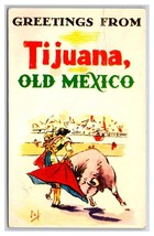 Large Letter Greetings Bull Fight Matador Tijuana Mexico Chrome Postcard I20 - £2.32 GBP