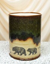 Country Rustic Forest Mama Bear And Cub Family Pawprint Trail Waste Bask... - $88.20 CAD