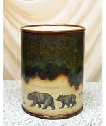 Country Rustic Forest Mama Bear And Cub Family Pawprint Trail Waste Bask... - $1,136.18 MXN
