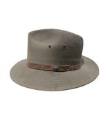 Vintage Classic Canvas Safari Fedora  Leather Band Olive Green Sz Large ... - $448.61 MXN
