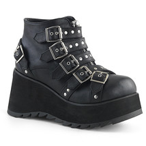 DEMONIA Punk Goth Gothic Wedge Platform Black Buckle Strap Ankle Boots S... - $1,396.27 MXN