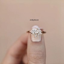 Unique Vintage Style 14K Solid Gold Engagement Ring, Wedding Ring Gift For Her - £79.12 GBP