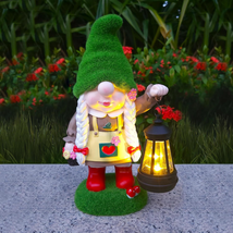 Garden Gnome with Solar Light, Waterproof Garden Statue Holding a Warm W... - £83.34 GBP