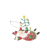 Whimsical Santa Christmas ornament metal tree cardinal long red coat - £3.85 GBP
