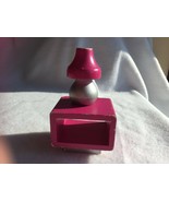 Vintage Bright Pink Silver End Table Stool Lamp 11 Inch Doll Wood Wooden... - £9.51 GBP