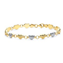 14K White-Yellow Gold Plated Sterling Silver Love Heart Tennis Bracelet 7.5&quot; - £122.99 GBP