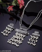Indian Women Silver Oxidized  Necklace Set Bohemian Fashion Jewelry Weeding Gift - £21.86 GBP