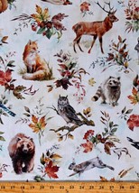 Cotton Woodland Animals Foxes Bears Forest Fabric Print by the Yard D510.69 - £12.85 GBP