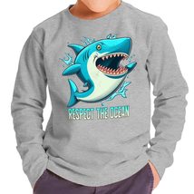 Shark Print Toddler Long Sleeve T-Shirt - Unique Kids&#39; T-Shirt - Graphic Long Sl - £30.86 GBP