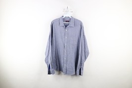 Untuckit Mens Large Distressed Flannel Collared Button Shirt Blue Plaid ... - $24.70