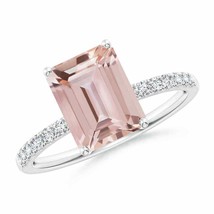 Authenticity Guarantee 
Angara Natural 9x7mm Morganite Ring in 14K White Gold... - $1,677.91