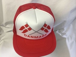 DENMARK Or DANMARK trucker-style Red white adjustable cap hat - £15.28 GBP