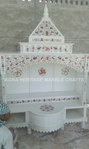 Marmor Weiß Mandir Tempel Precious Eingelegt Design Hindiusm Religiös De... - $17,855.31