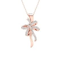 10K Rose Gold 0.12Ct TDW Diamond Ribbon Knot Pendant Necklace - £167.85 GBP