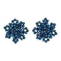 Glitzy Ice Blue Crystal Bead Cluster Clip-on Earrings - £15.28 GBP