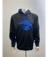Men&#39;s Long Sleeve Hoodie Size Large Black Blue Polyester Hooded Sweatshirt - £8.06 GBP