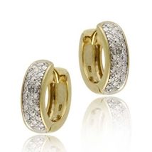 2.00 Ct Round Cut Diamond Cluster Huggie Hoop Earrings 14K Yellow Gold F... - £75.17 GBP
