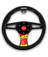 CARBON FIBER Steering Wheel Cover Black MOMO Car Leather Size M 14.5&quot; - ... - £21.94 GBP