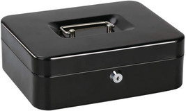 Lock Steel Cash Safe Security Box With Money Tray Multiple Compartment Large - £34.35 GBP
