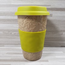 SCM Designs Taupe Embossed 12 oz. Stoneware Travel Mug with Silicone Lid &amp; Grip - £12.24 GBP