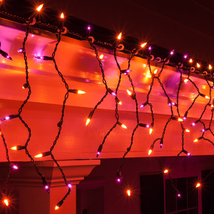 Halloween Purple Orange Outdoor Mini Icicle Light 150 Lights - $441.96 MXN