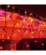 Halloween Purple Orange Outdoor Mini Icicle Light 150 Lights - $441.96 MXN