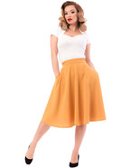 Mustard Gold Retro High Waist Full Flare Skirt w Pockets Size 1X - Hey Viv - £21.74 GBP