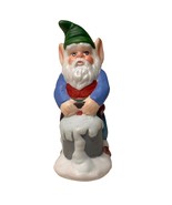 Vintage Painted Ceramic Gnome Elf Huge Ears Carrying Bucket of Snow 3” Tall - $259.58 MXN