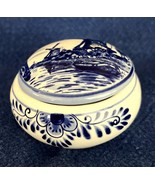 Vintage Round Delftware Trinket Box Hand Painted Design by Elevsa Holland - $225.80 MXN