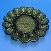 Indiana Glass Deviled Egg Tray Plate Hobnail Avacodo Green Round  Platter Vtg - £29.63 GBP
